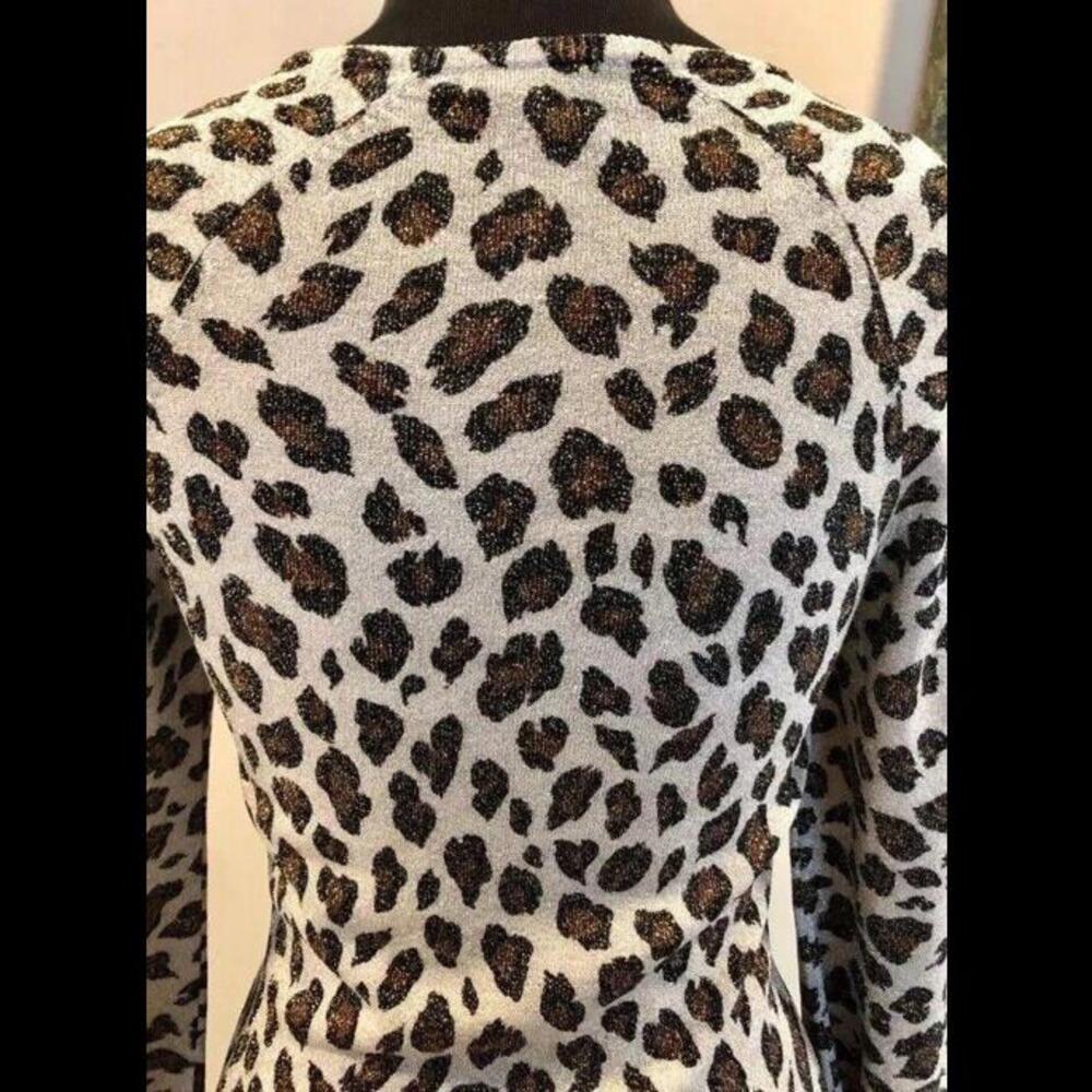 👠👚💛Cache Metallic Animal Print Ruched Keyhole Neck Top Stretch Sz Small - Picture 7 of 13